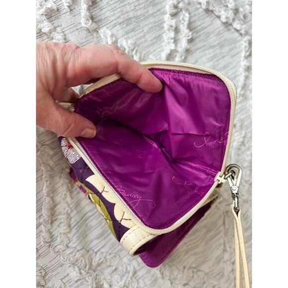 Vera Bradley Plum Crazy Wristlet Wallet Case Small Purse Zip Coin Pouch - Picture 4 of 13